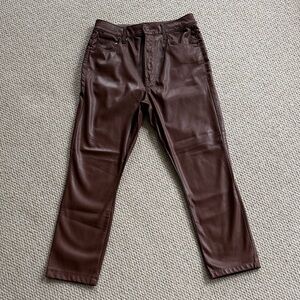 MOTHER- Brown Faux Leather Pants